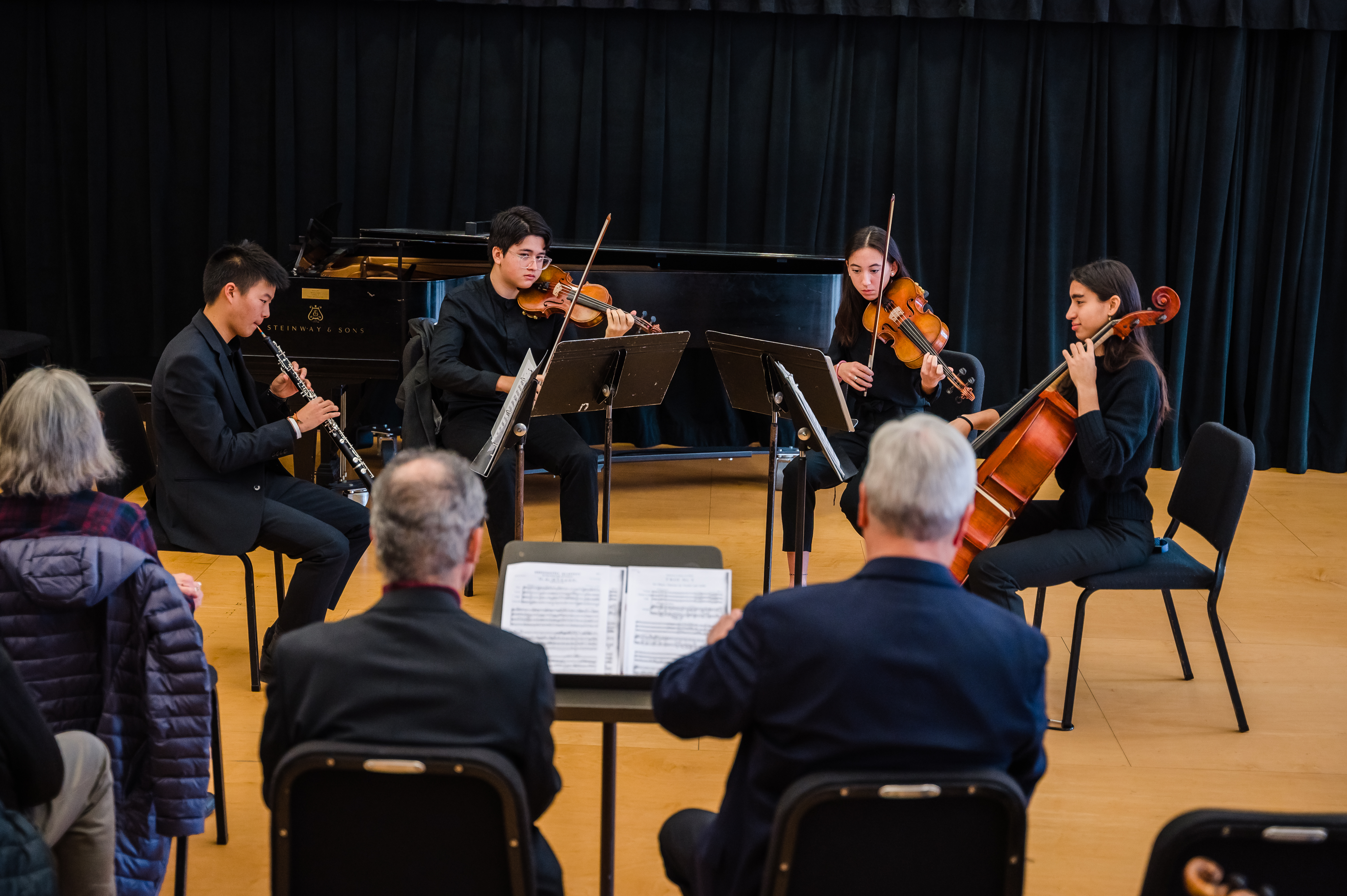 A student quartet in performance