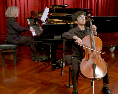 Cellist participating in a competition