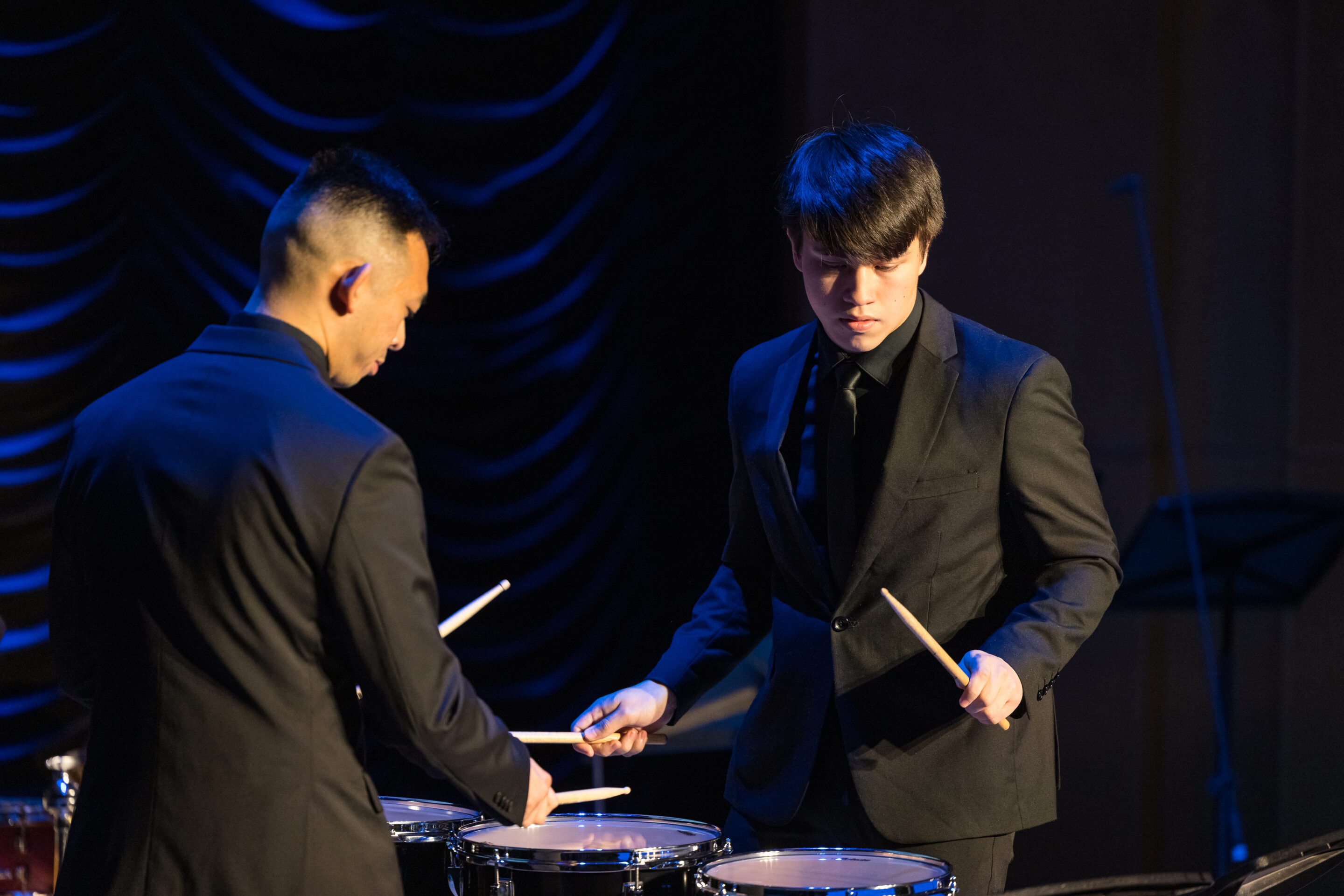 A percussion duet at Levine's 2025 gala.