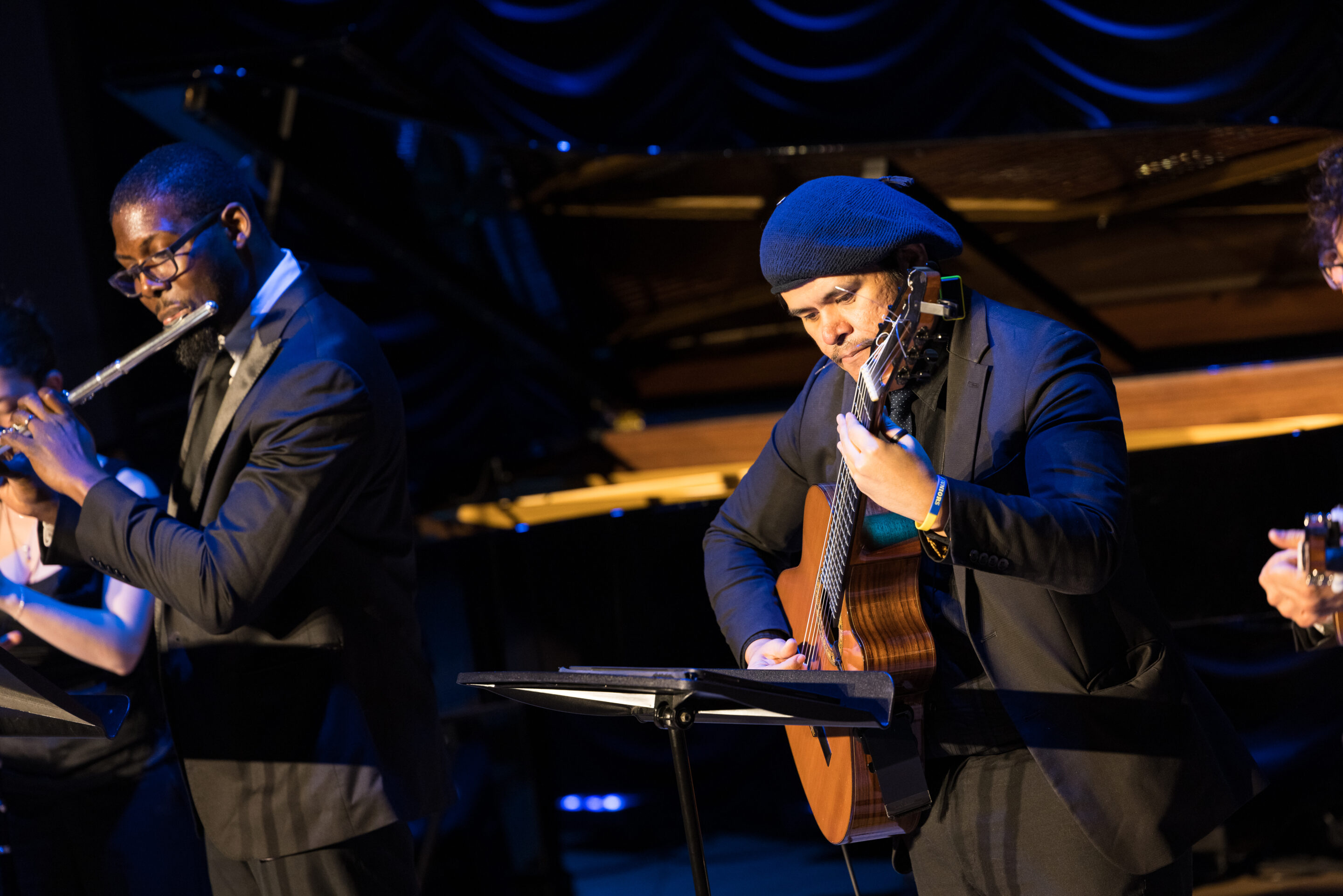 A guitar and flute performance at Levine's 2025 gala.
