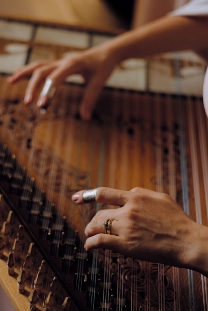 Hands Playing Traditional String Instrument