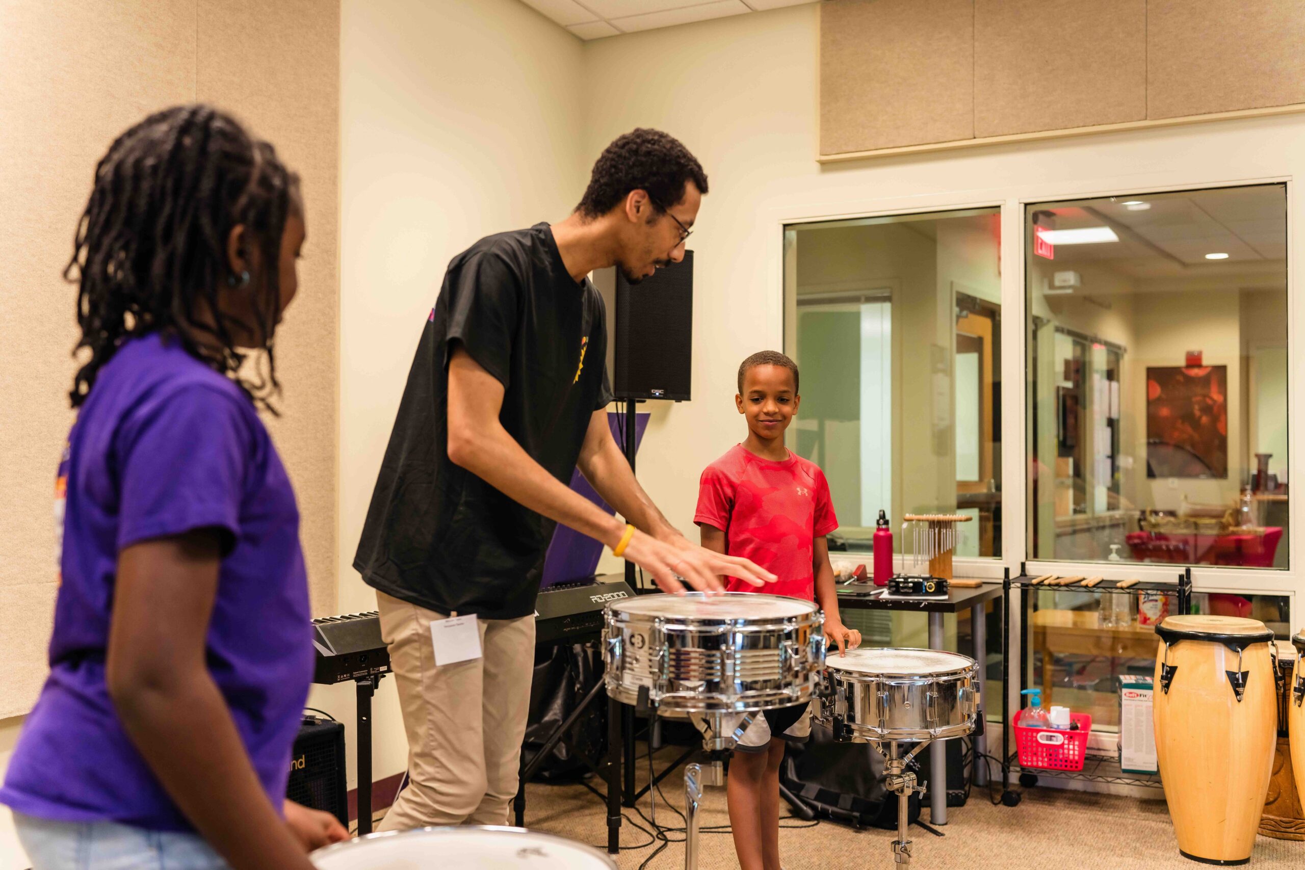 Percussion class at Camp Levine.
