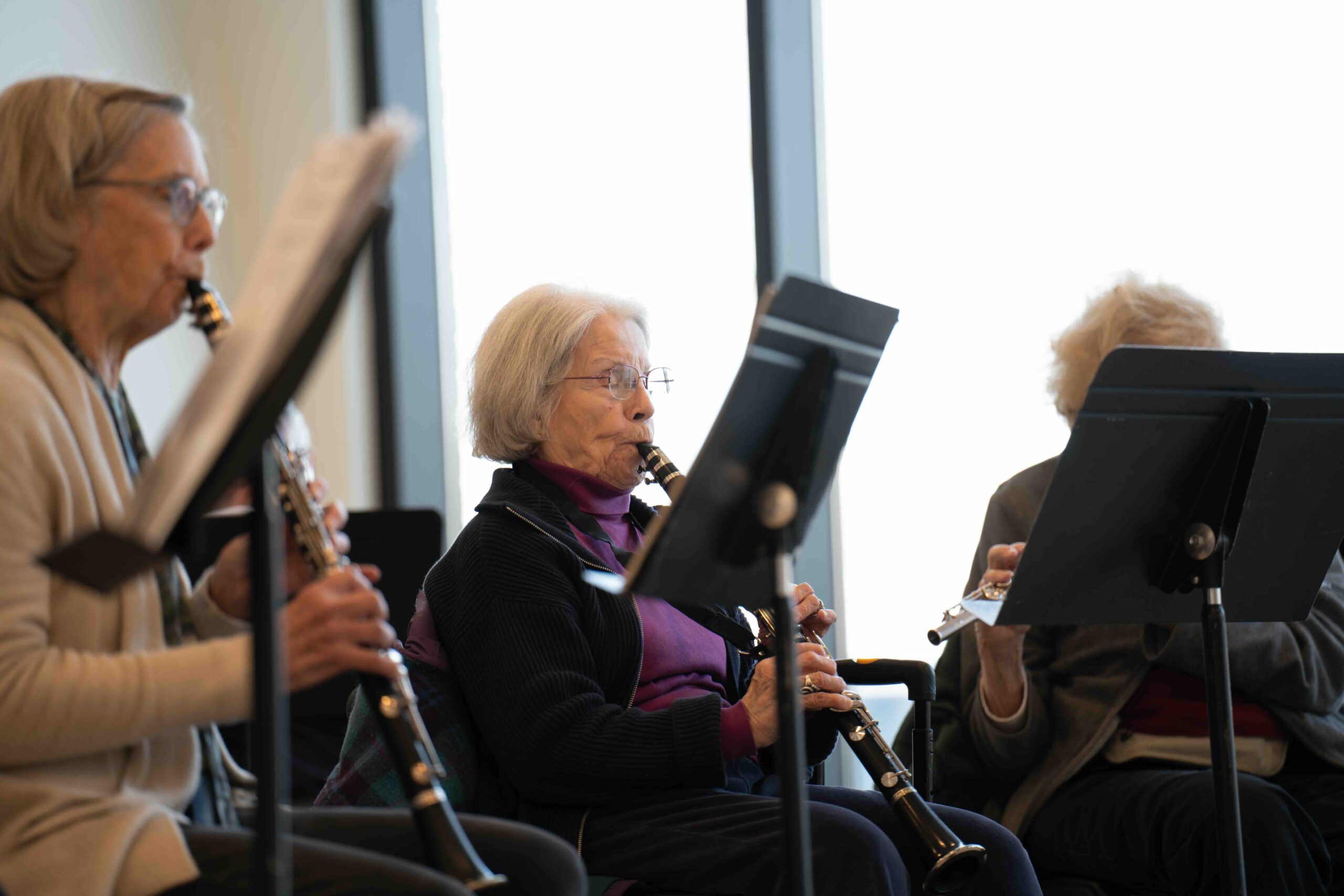 A clarinet section in a wind band.