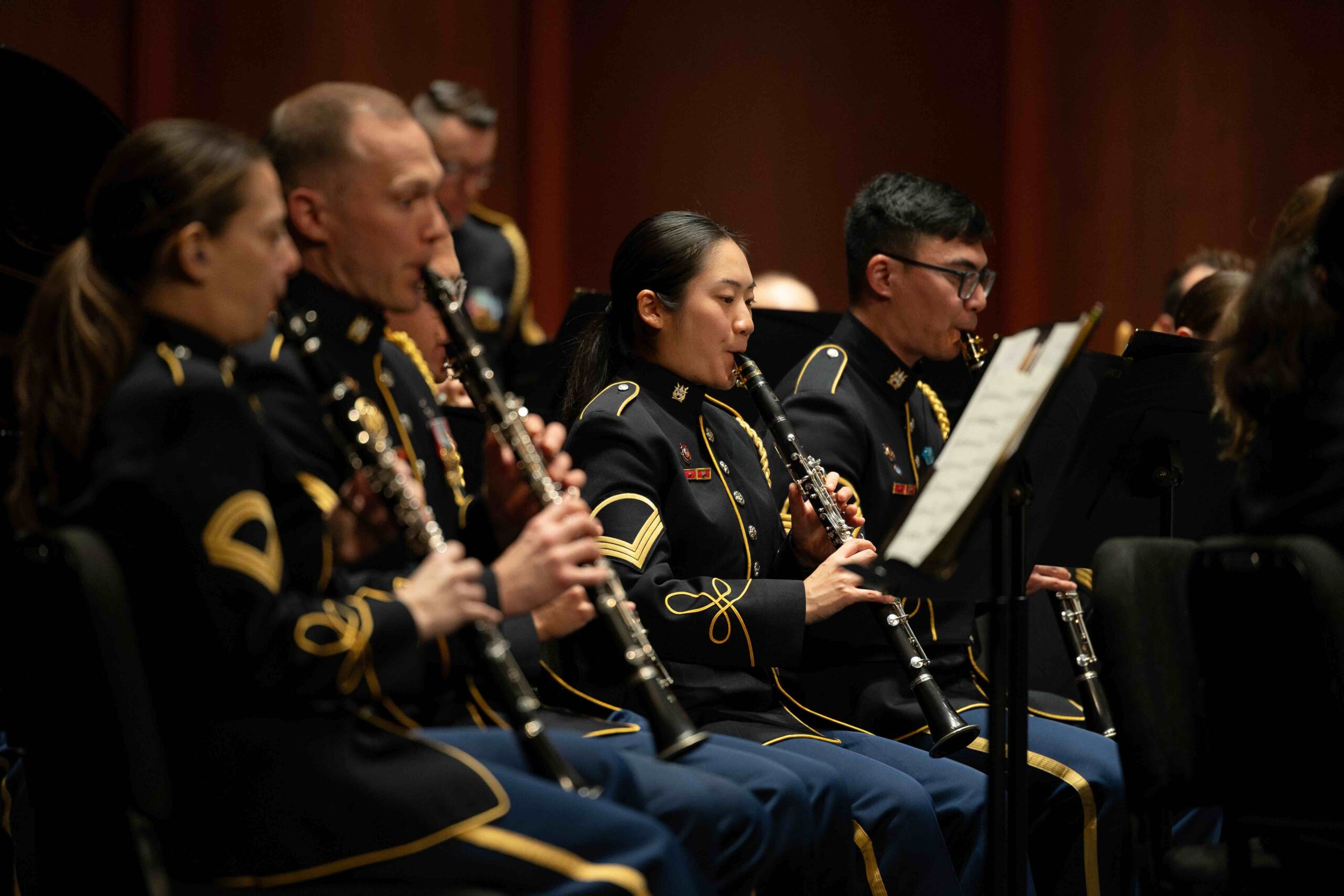 The clarinet section of the US Army Band.