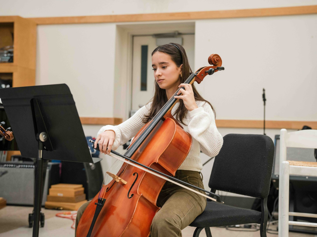 Teen female cello student