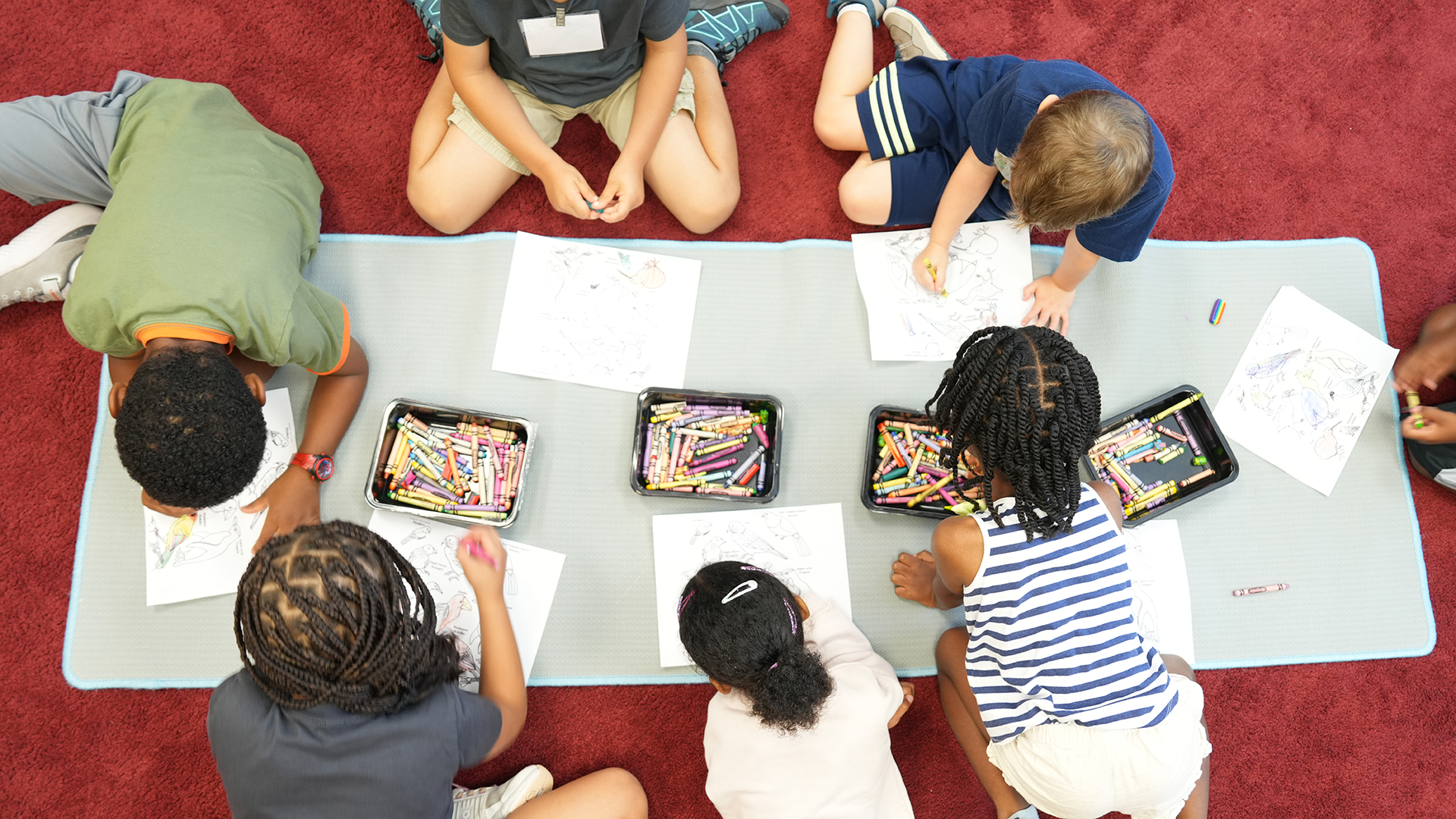 Campers working on an art project.